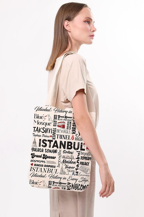 Kanvas Write İstanbul Baskılı Bez Çanta - 3