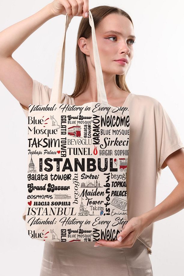 Kanvas Write İstanbul Baskılı Bez Çanta - 7