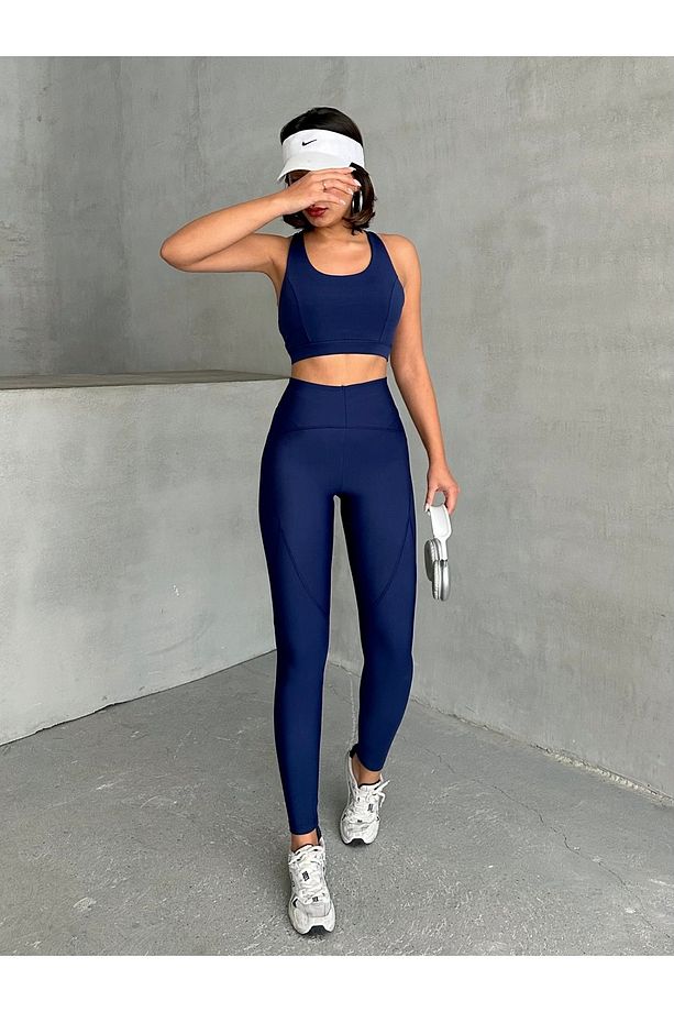 Toparlayıcı Dikiş Detaylı Örme Spor Tayt MISSTA2515 - 3