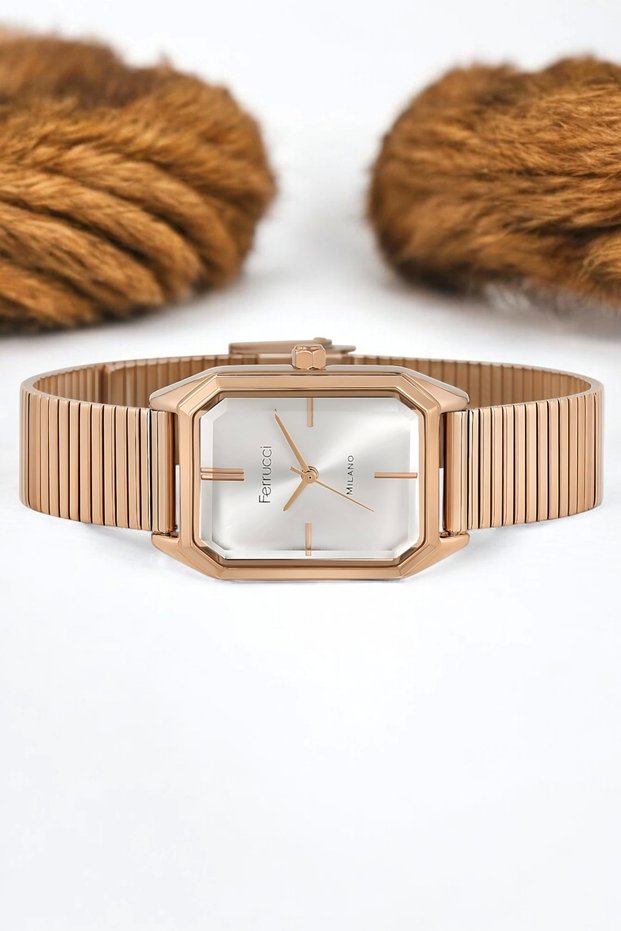 Steel Band Steel Case Women's Wristwatch, 3 Atm Waterproof Rose Zmfer172