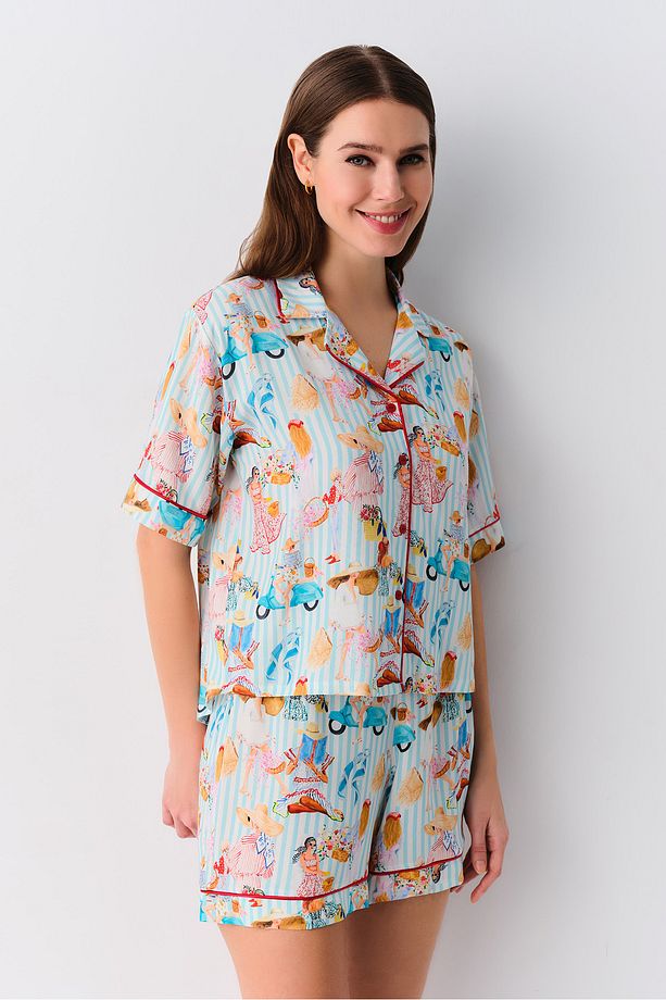 Feminine Maskülen Şort Pijama Takımı - 2