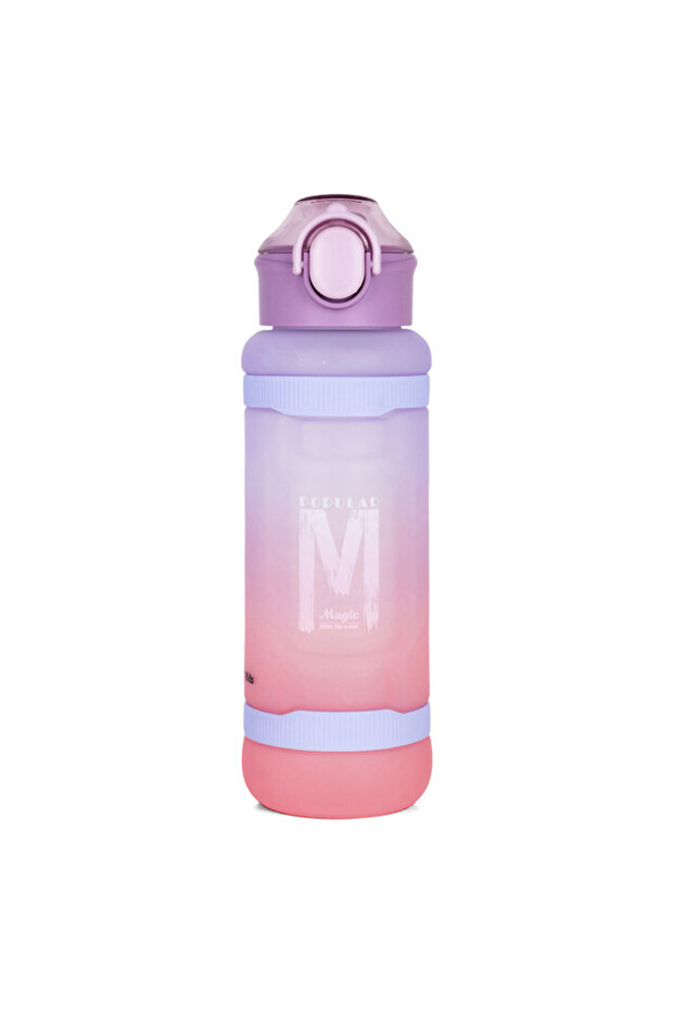Water Bottle 1000ml with Straw- Purple