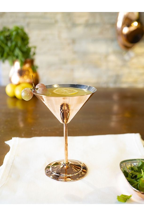 Bakır Kadeh Martini Model Düz Parlak Bakır Renk - 5