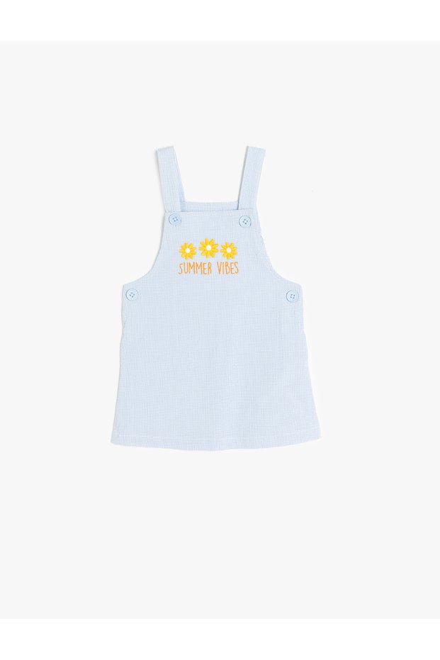 Cotton Strap Floral Embroidery Detail Gilet Dress