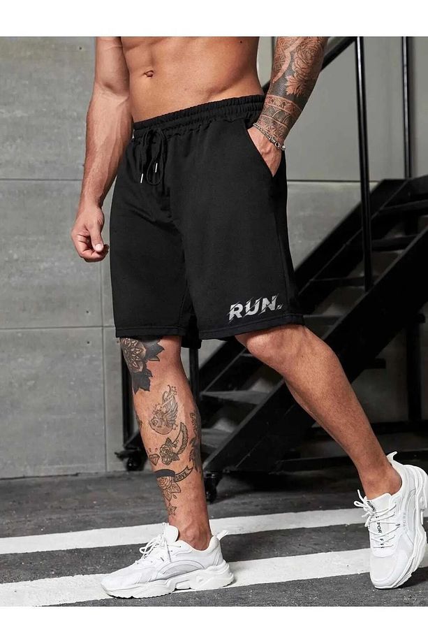 Unisex Run Baskılı Basic Şort - 1