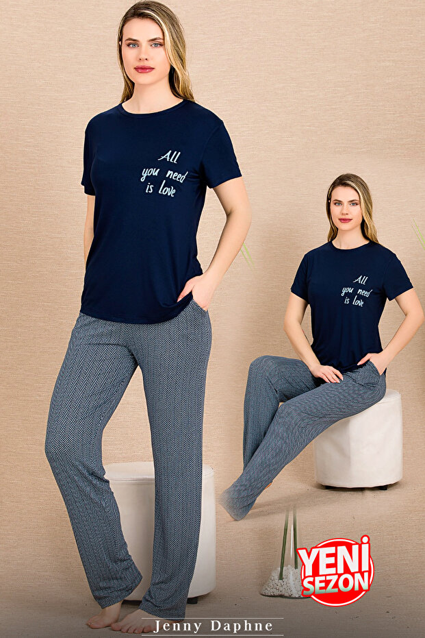 New Season Lady's Striped Short Sleeve Pajama Set - 12491