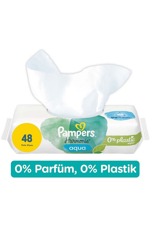 Pampers Harmonie Islak Havlu Mendil Aqua Pure 48 Yaprak 2 Li Set (96 YAPRAK) Organik Pamuk - 4