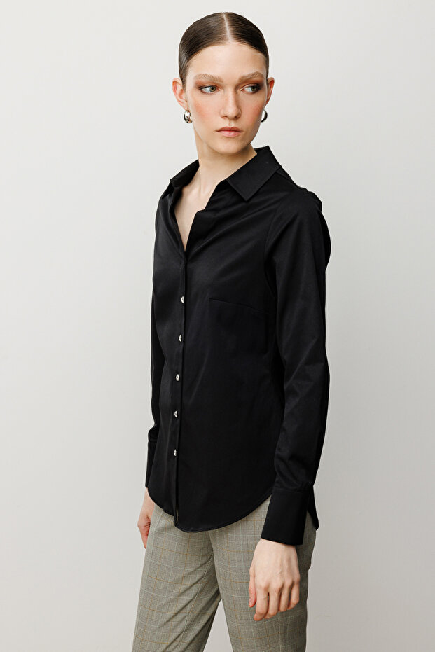 Düğmeli Poplin Gömlek - 2