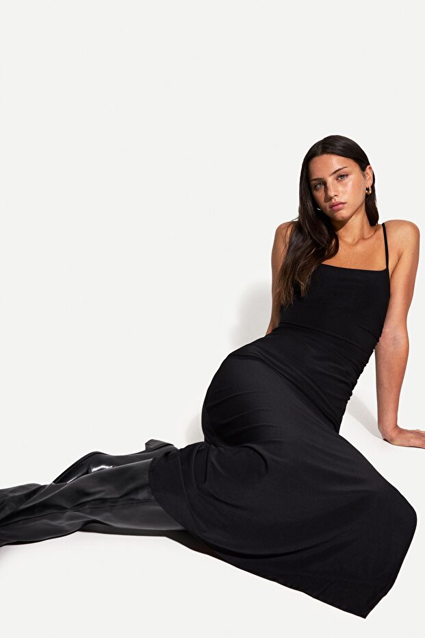 Askılı midi elbise - 2