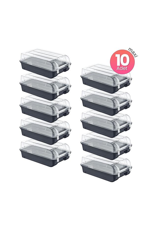 10'lu Set Erkek Antrasit Ayakkabı Kutusu - 4