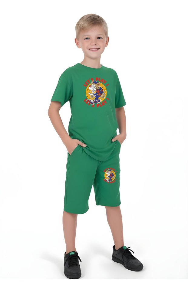 Let's Play Printed Boys' Capri and T-Shirt Bottom-Top Set