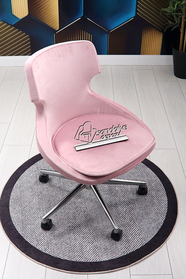 Simge Ofis Ve Çalışma Koltuğu (PEMBE KUMAŞ) - 6