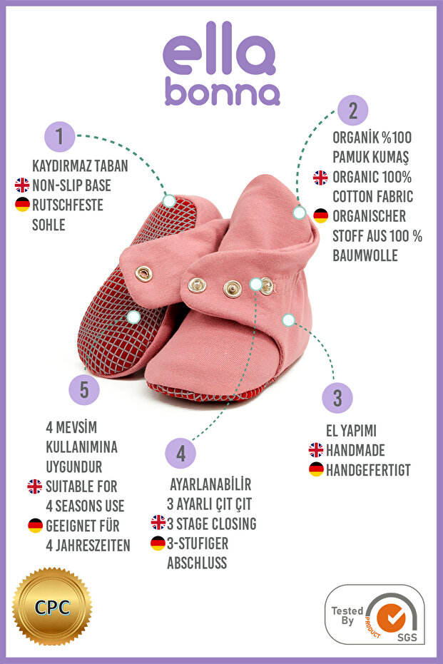 Antypoślizgowa podeszwa dla niemowląt i dzieci, organiczna bawełniana domowa i przedszkolna ślizgawka - 4