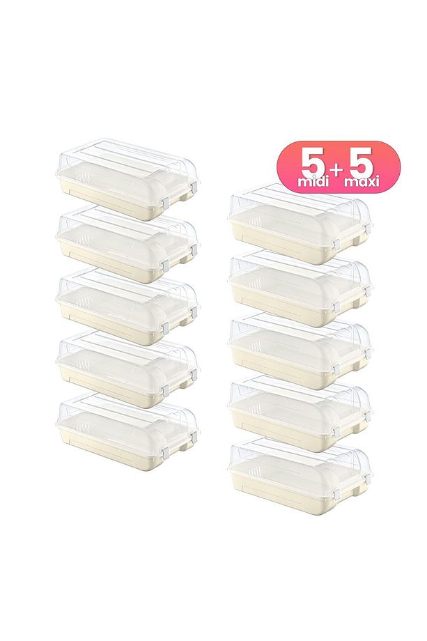 10'lu Set 5 Kadın & 5 Erkek Latte Ayakkabı Kutusu - 4