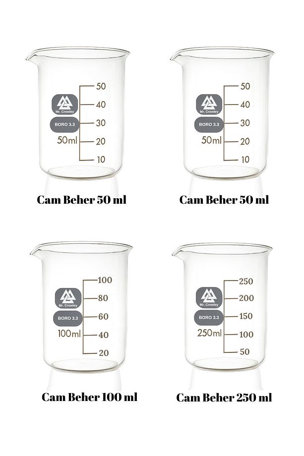 Cam Beher 2 adet 50 ml, 1 adet 100 ml ve 1 adet 250 ml Set 4 Parça Isıya Dayanıklı - 1