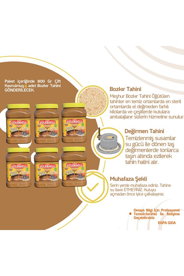 Çifte Kavrulmuş Bozkır Tahini 6’lı Set (6x800gr) - 1