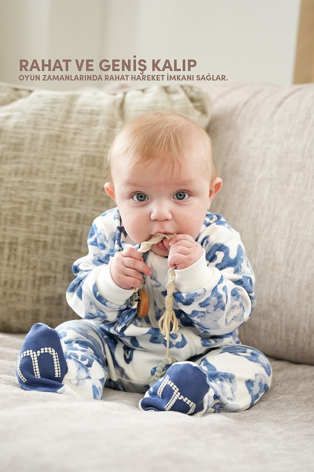 Bebek Uyku Tulumu ve Oyun Pijaması %100 Pamuk - Tek Parça Önden Fermuarlı Tulum Pijama - 4