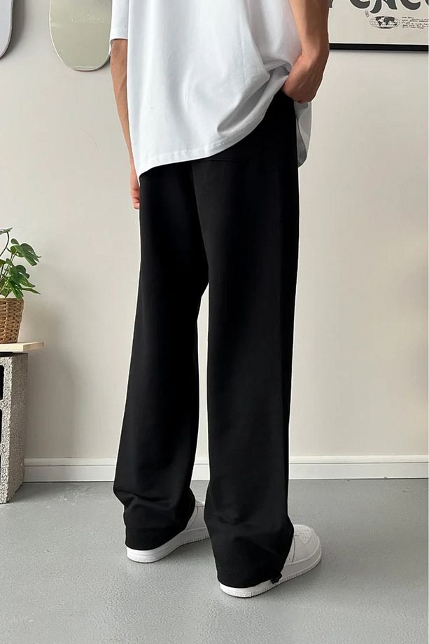 Unisex Yüksek Bel Bol Paça Paçası Ayarlanabilir Baggy Oversize Eşofman Altı - 3