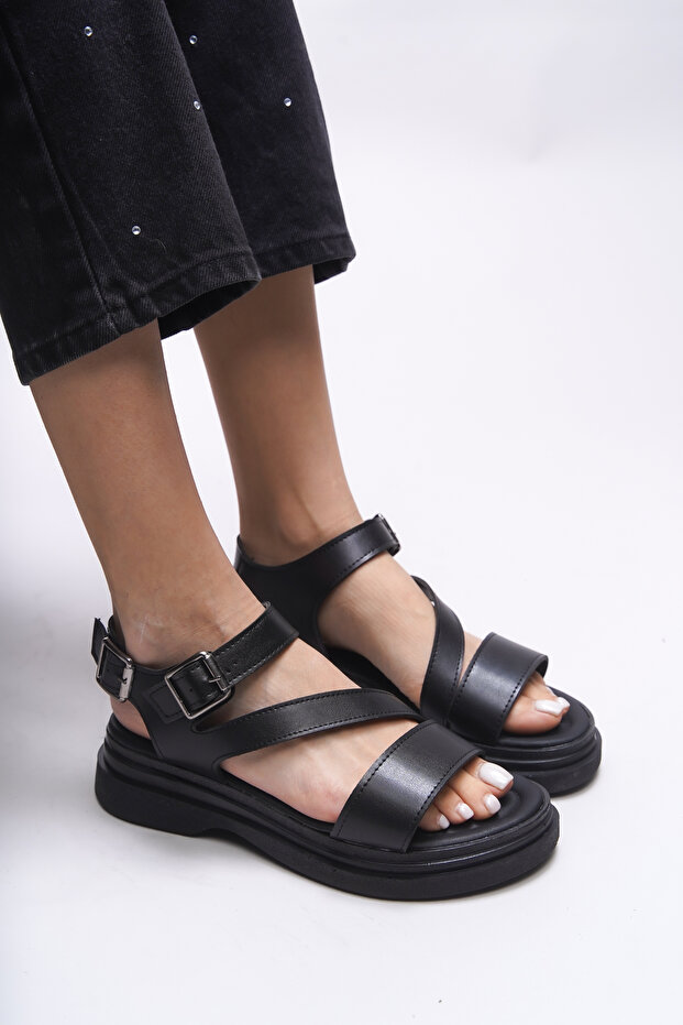 Drarnouk Women's Sandals0012202 Black Skin