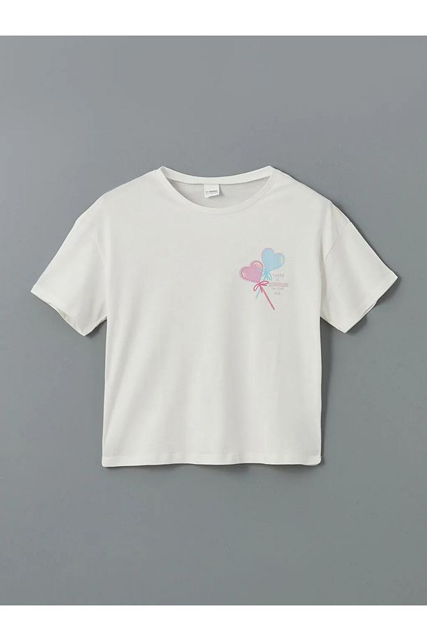 LCW Kids Ekru Bisiklet Yaka Kız Çocuk Şortlu Pijama Takımı - 2