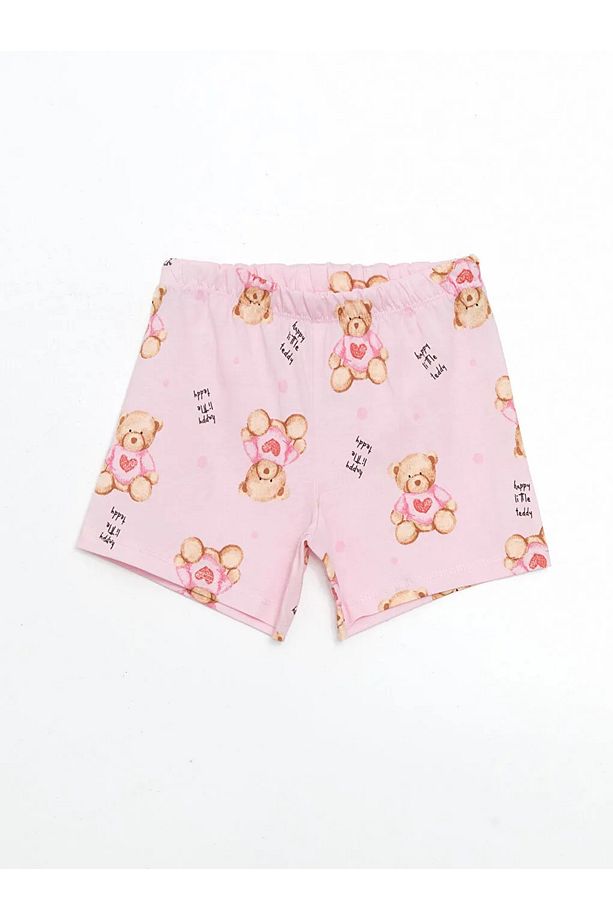 LCW Kids Pembe Gömlek Yaka Kız Çocuk Şortlu Pijama Takımı - 4