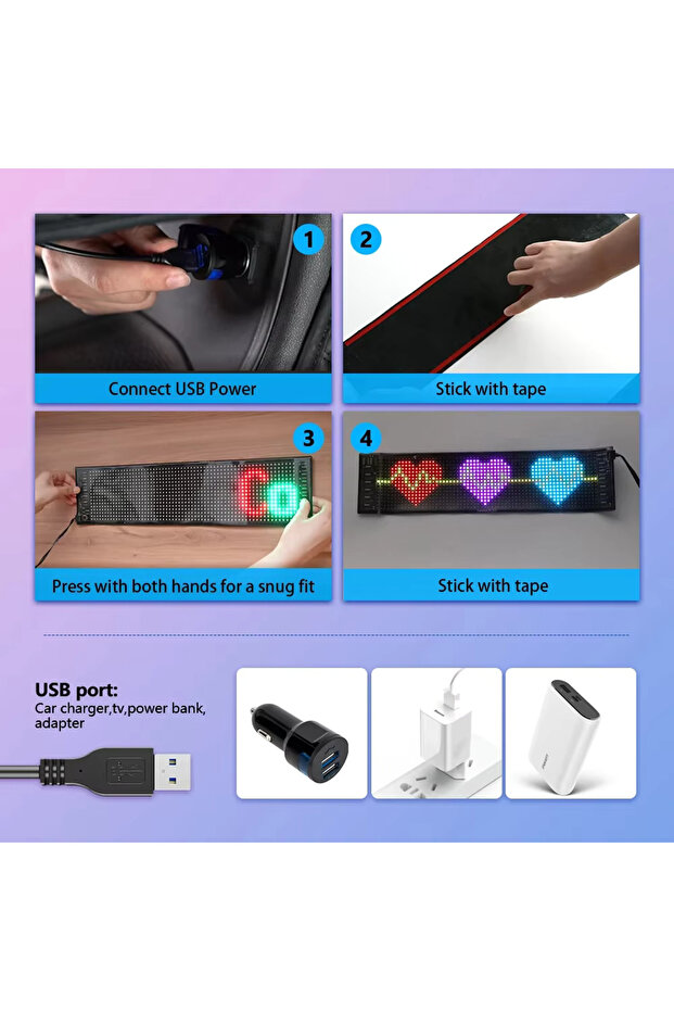 لوحة إضاءة LED فاخرة بتقنية ماتريكس بيكسل 5VUSB للتحكم الذكي في التطبيقات مع وظيفة مخصصة للإعلانات المتحركة - 2