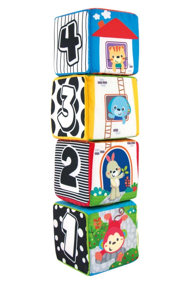 SET OF 4 STACKABLE TEXTILE CUBES - 2