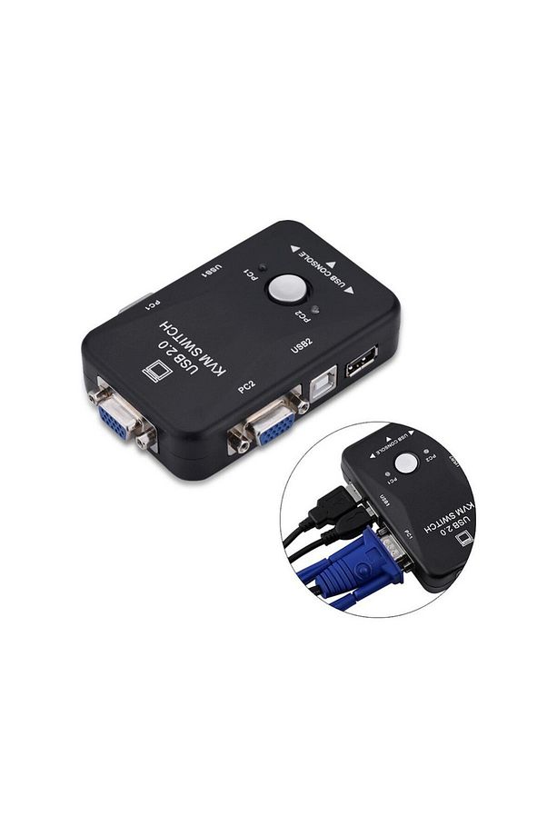 2 Port Usb Kvm Switch 2 Pc Kasa Tek Kontrol Bilgisayar Laptop + 2 Adet Kablo - 6