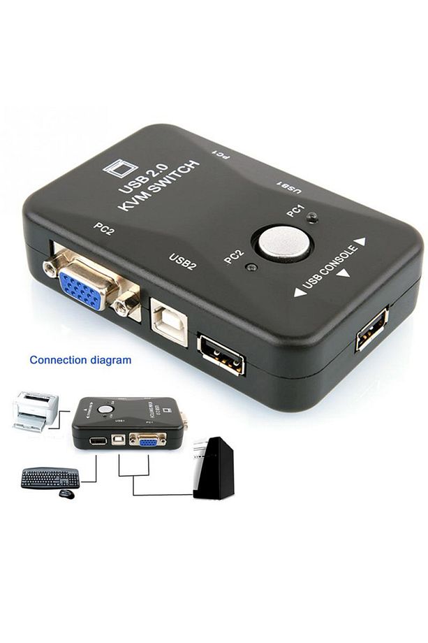 2 Port Usb Kvm Switch 2 Pc Kasa Tek Kontrol Bilgisayar Laptop - 1