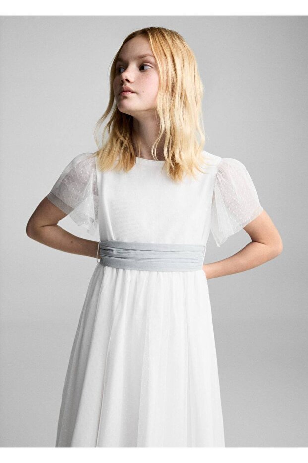 Fiyonklu plumeti elbise - 1