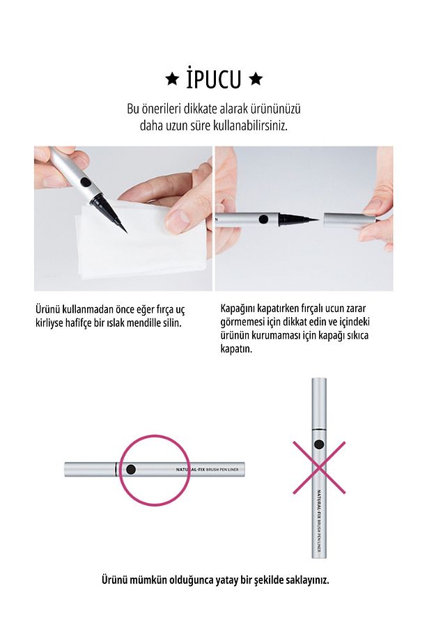 İnce Fırça Uçlu Kalem Eyeliner Natural Fix Brush Pen Liner (BROWN) - 4