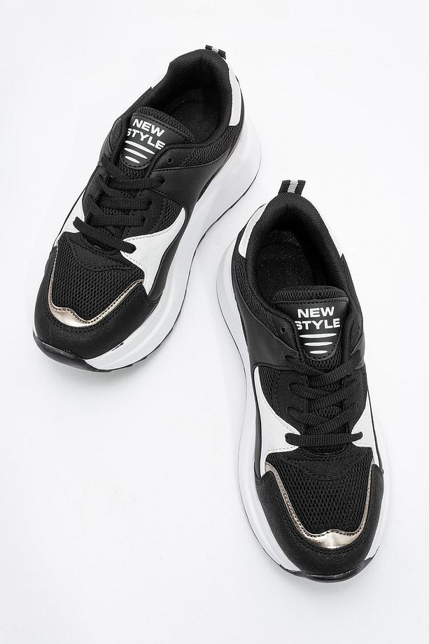 Günlük Kadın Sneaker Bağcıklı Hafif Kalın Yüksek Tabanlı Yürüyüş Nefes Alan Spor Ayakkabı - 5