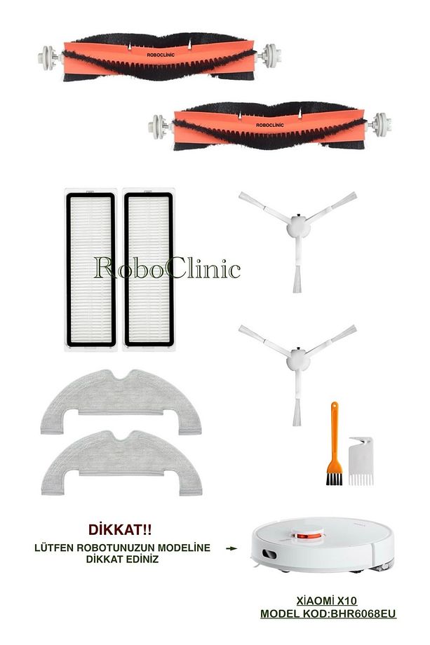 Xiaomi X10 Robot Süpürge(MODEL KOD:B102GL)uyumlu Fırça,filtre,mop Seti-10 Parça - 1