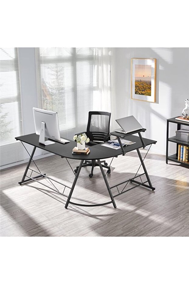 First L-Shaped Gaming Table - Black - 2