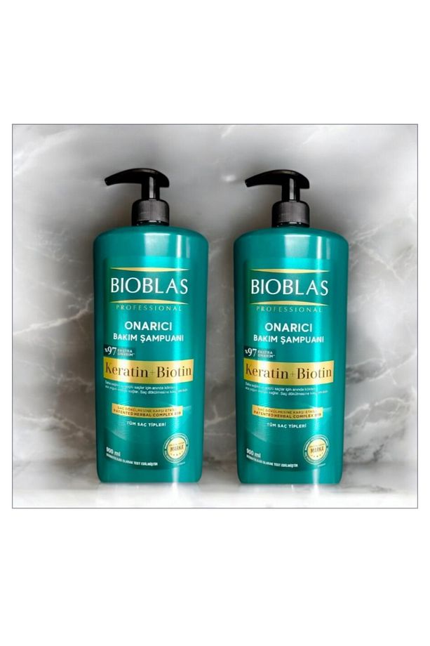 2 Adet Keratin Biotin 900 ml Professional Onarıcı Bakım Şampuanı % 97 Extra Onarım - 3
