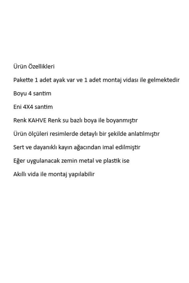 Masa Sandalye Mobilya Ünite Kanepe Sehpa Koltuk Ahşap Ayak Yükseltici Takoz Boy 4 Cm En 4x4 Cm - 2