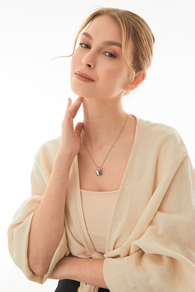 Kelebek Çelik Kolye - 5