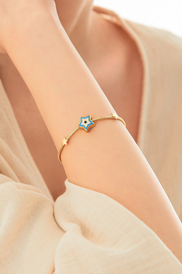 Yıldızlı Çelik Bileklik - 5