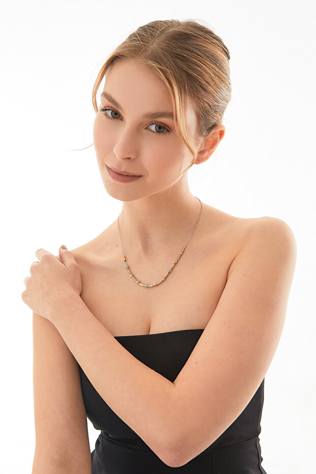 Boru Boncuklu Çelik Kolye - 4