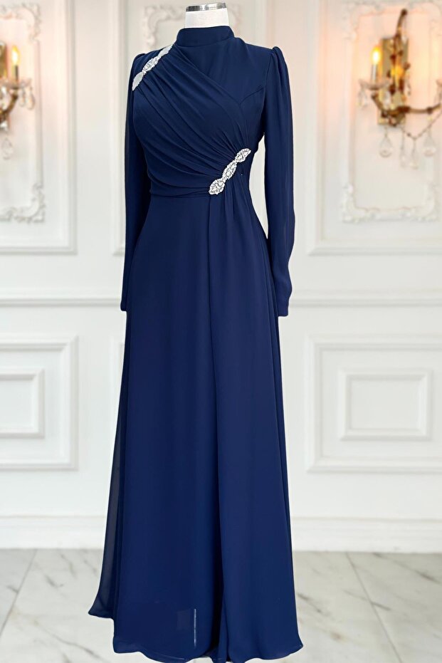 Eflin Abiye Elbise Lacivert - 2