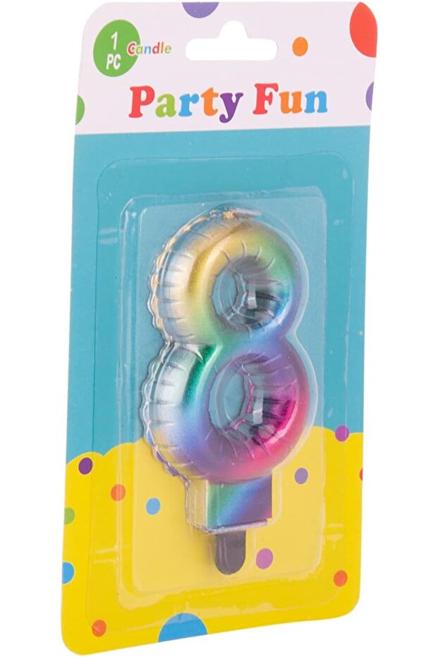 Artistic Numbered Birthday Candle (L9cm x W5cm x H1cm) in multi-colour, C64. Quality assured!