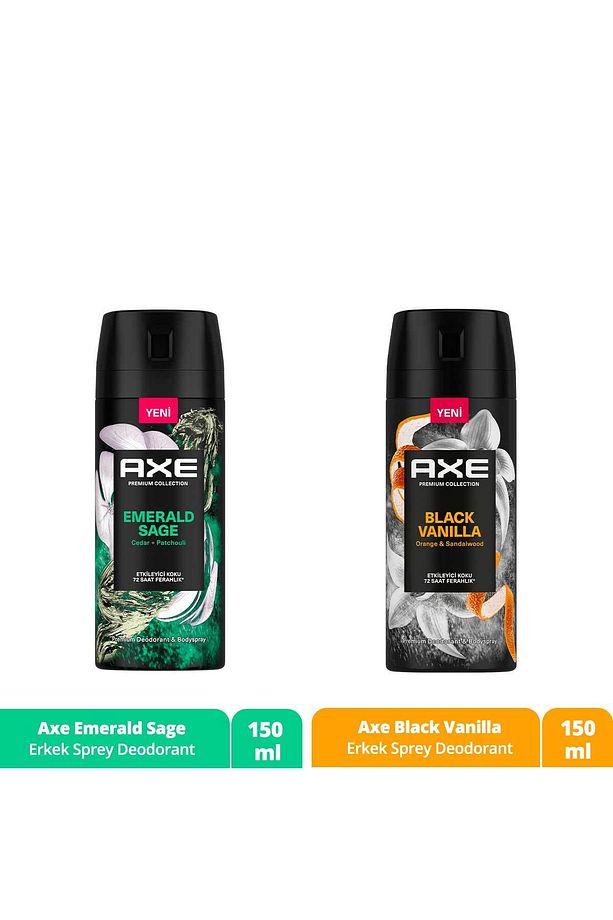 Premium Collection Erkek Sprey Deodorant Black Vanilla 150 ml + Emerald Sage 150 ml - 1