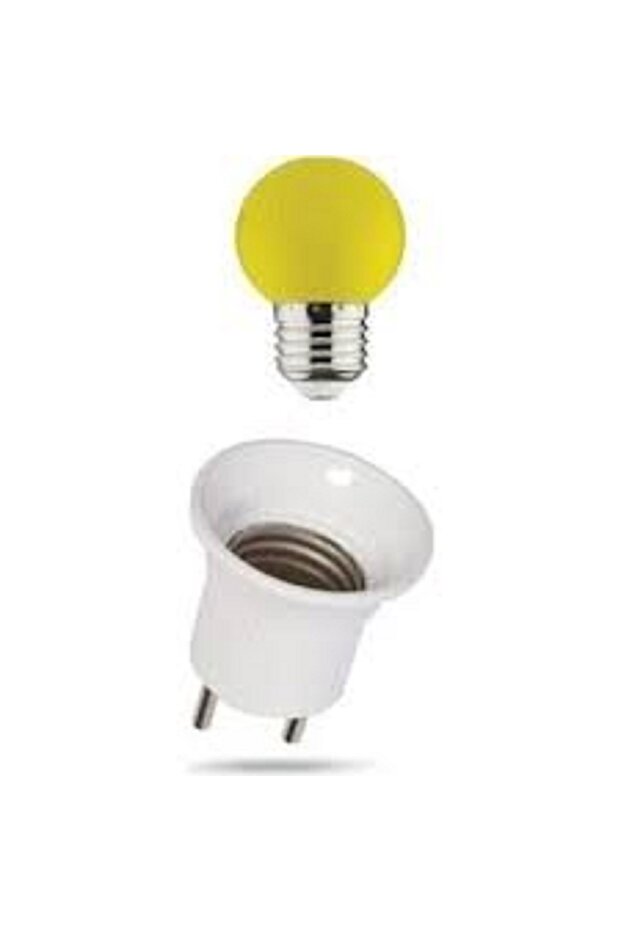 KOPYA - Duy Fişli + 1w Ledli E-27 Duylu Renkli Gece Lambası Led Ampulü Sarı - 1