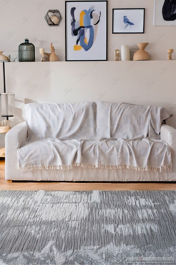 180x200 cm Ekose Desen Koltuk Örtüsü, Pamuk Koltuk Örtüsü, Lüks Koltuk Örtüsü - 1