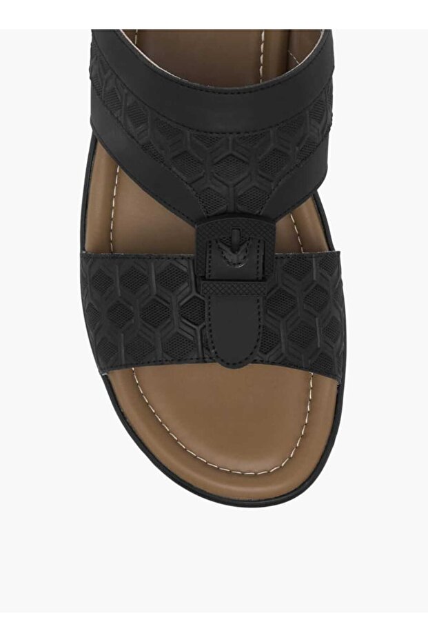 LBL by Shoexpress Textured Slip-On Arabic Sandals with Buckle Detail - 3