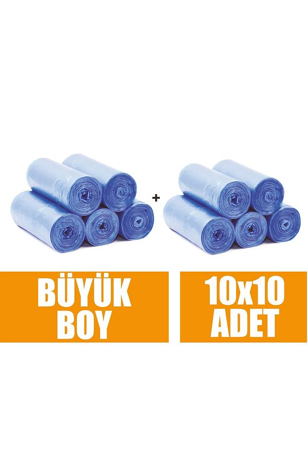 Çöp Torbası Büyük Boy Mavi 65x80 Çöp Poşeti 10 Lu X 10 Rulo - 1