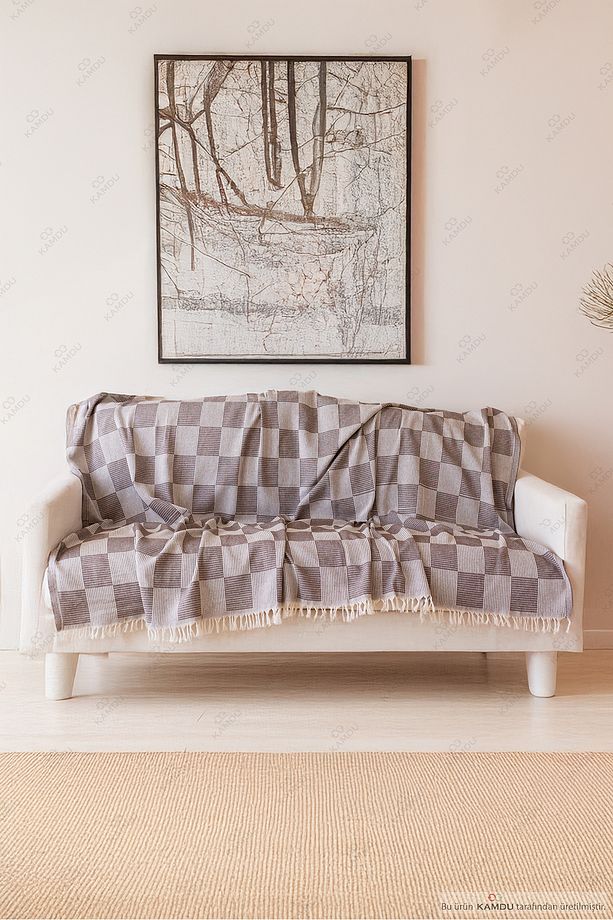 180x200 Cm Ekose Desen Koltuk Örtüsü, Pamuk Koltuk Örtüsü, Lüks Koltuk Örtüsü - 1
