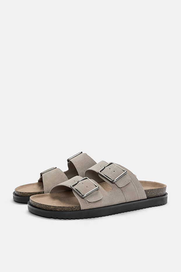 Tokalı düz deri terlik - 4