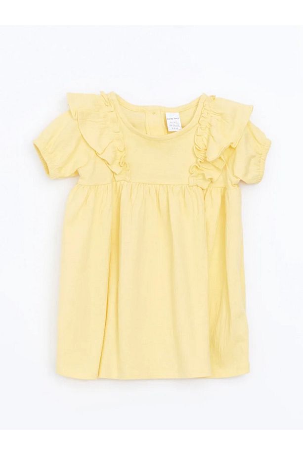 LCW baby Sarı Basic Krinkle Fırfırlı Kız Bebek Elbise - 1