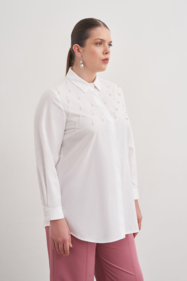 İşlemeli Cotton Gömlek - 4